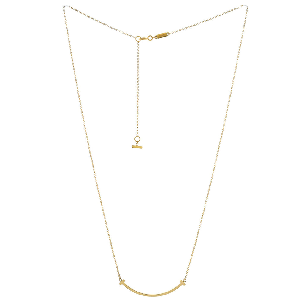 T Smile Pendant Necklace 18K Yellow Gold Small