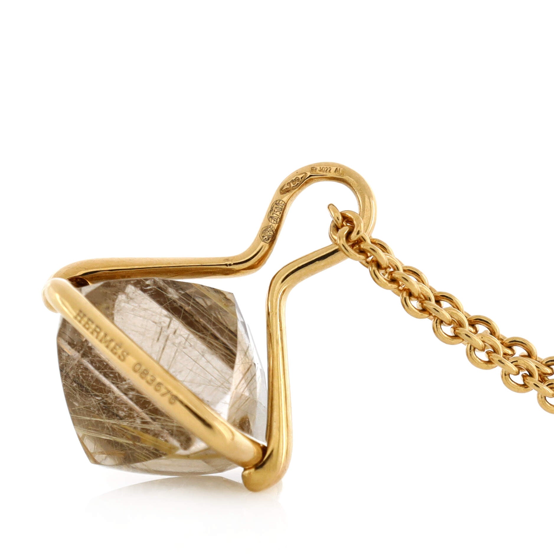 Color Stone Necklace 18K Yellow Gold and Rutilated Quartz