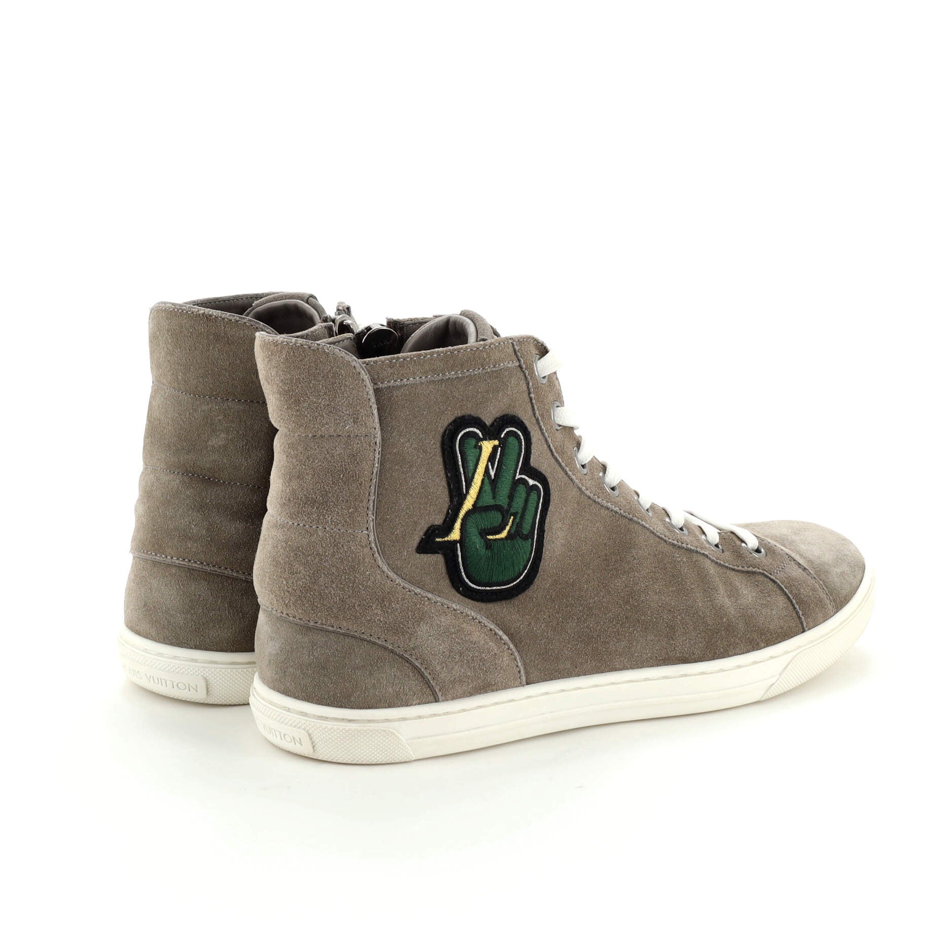 Men's Peace Sign High Top Sneakers Suede