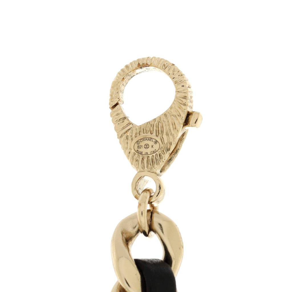 CC Heart Drop Pendant Necklace Metal with Leather and Crystal
