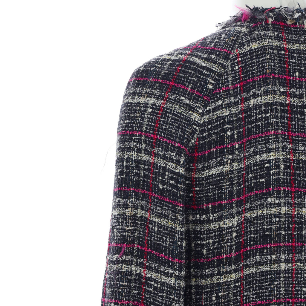 Women's Button Up Reversible Long Coat Tweed