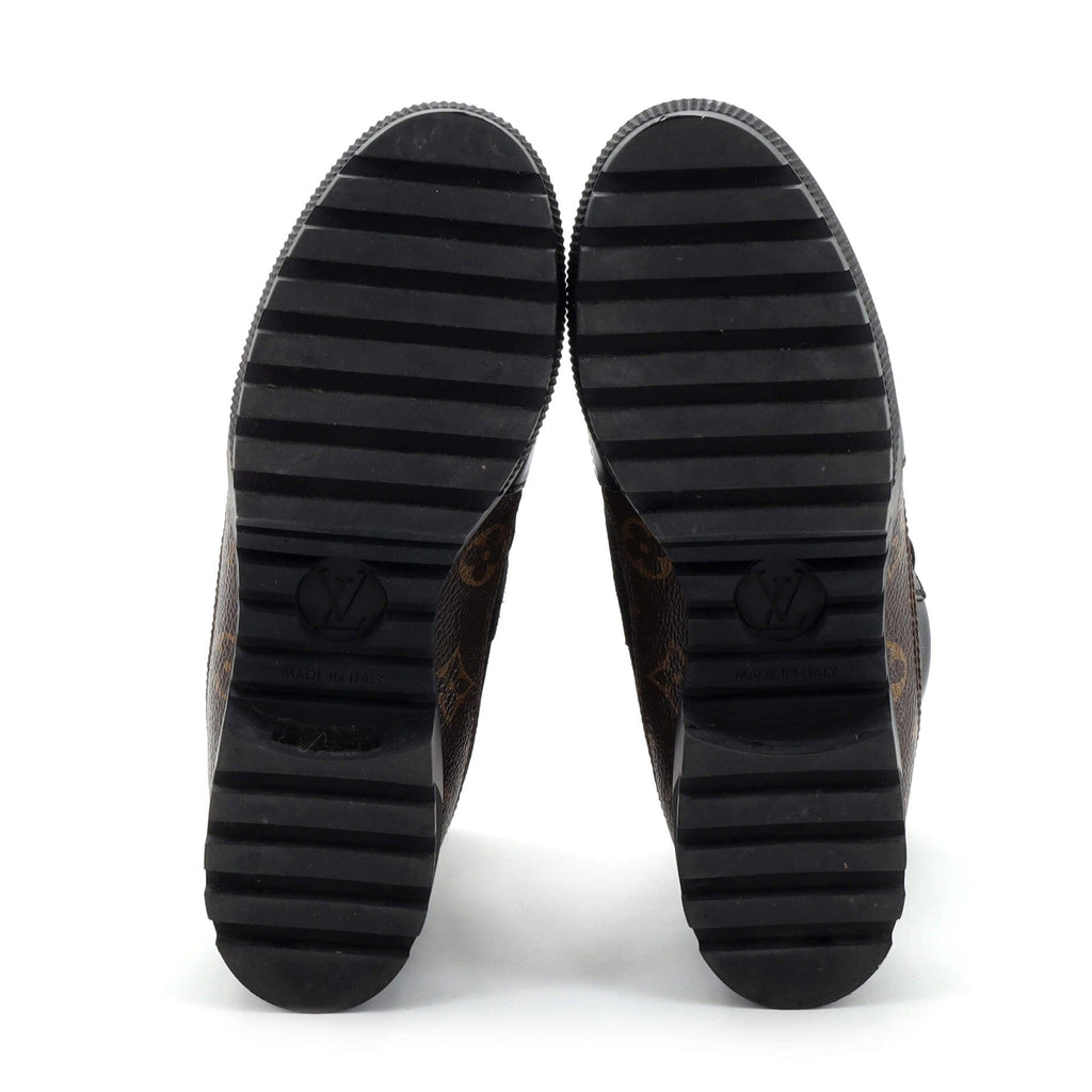 Women's Laureate Platform Desert Boots Suede with Monogram Canvas