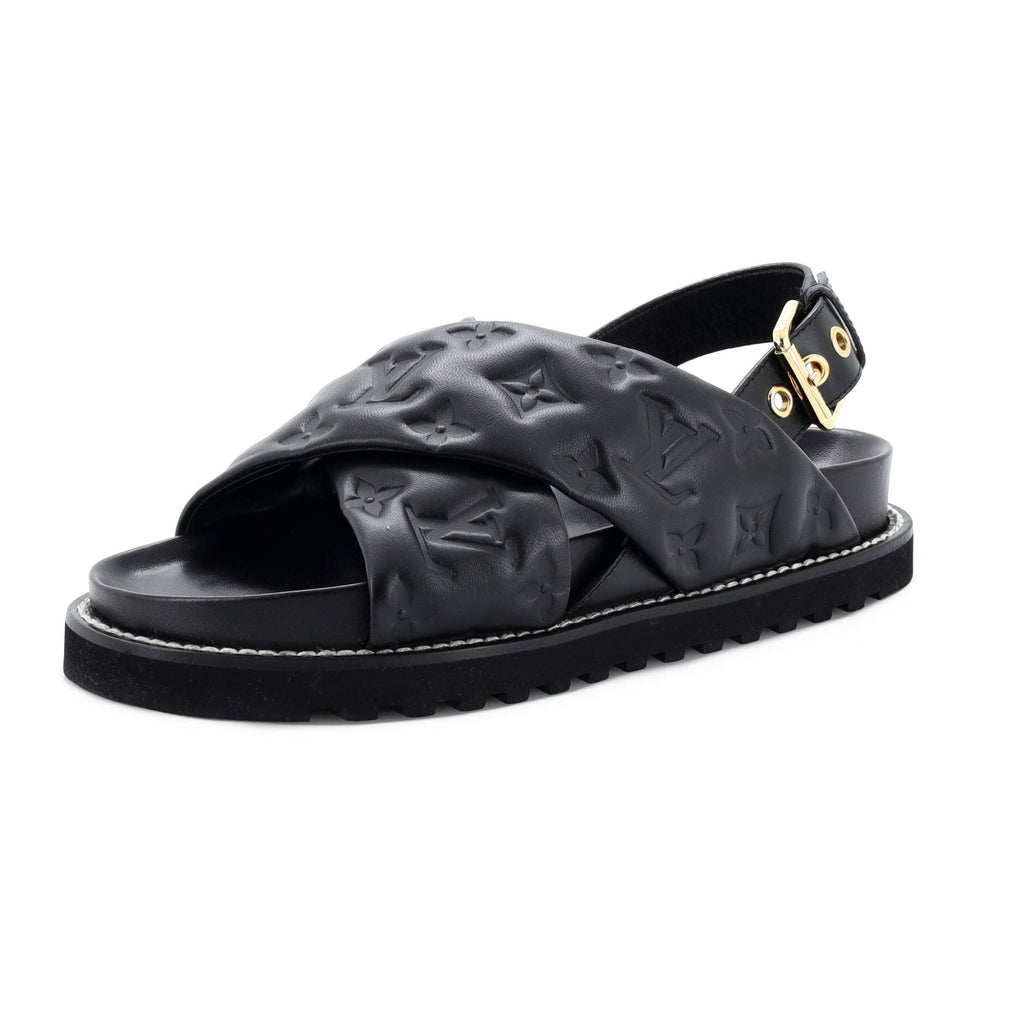 Women's Paseo Flat Comfort Sandal Monogram Embossed Lambskin