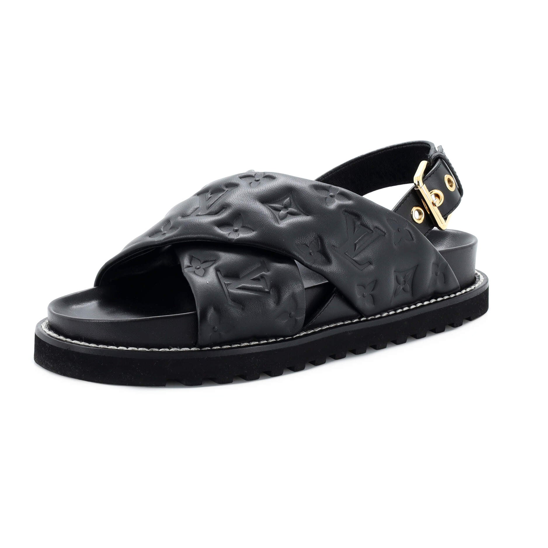 Women's Paseo Flat Comfort Sandal Monogram Embossed Lambskin