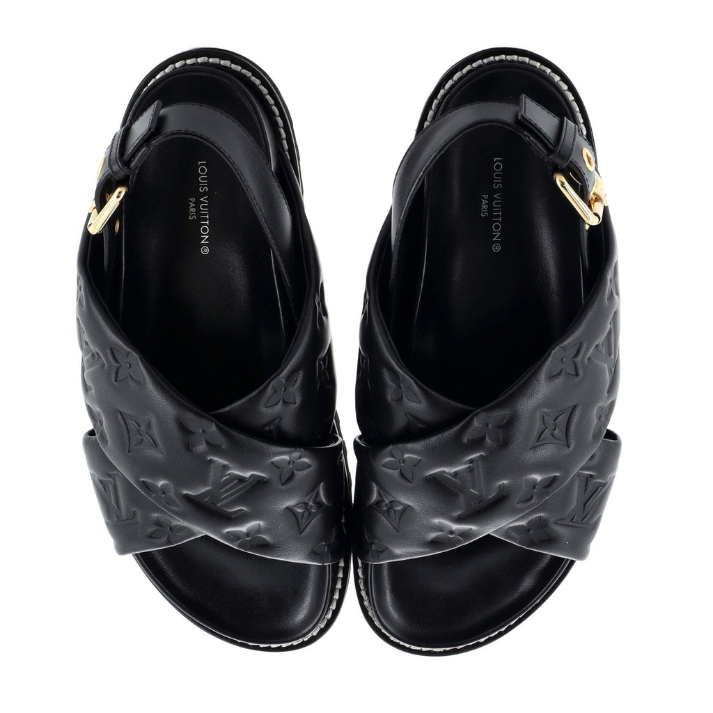 Women's Paseo Flat Comfort Sandal Monogram Embossed Lambskin