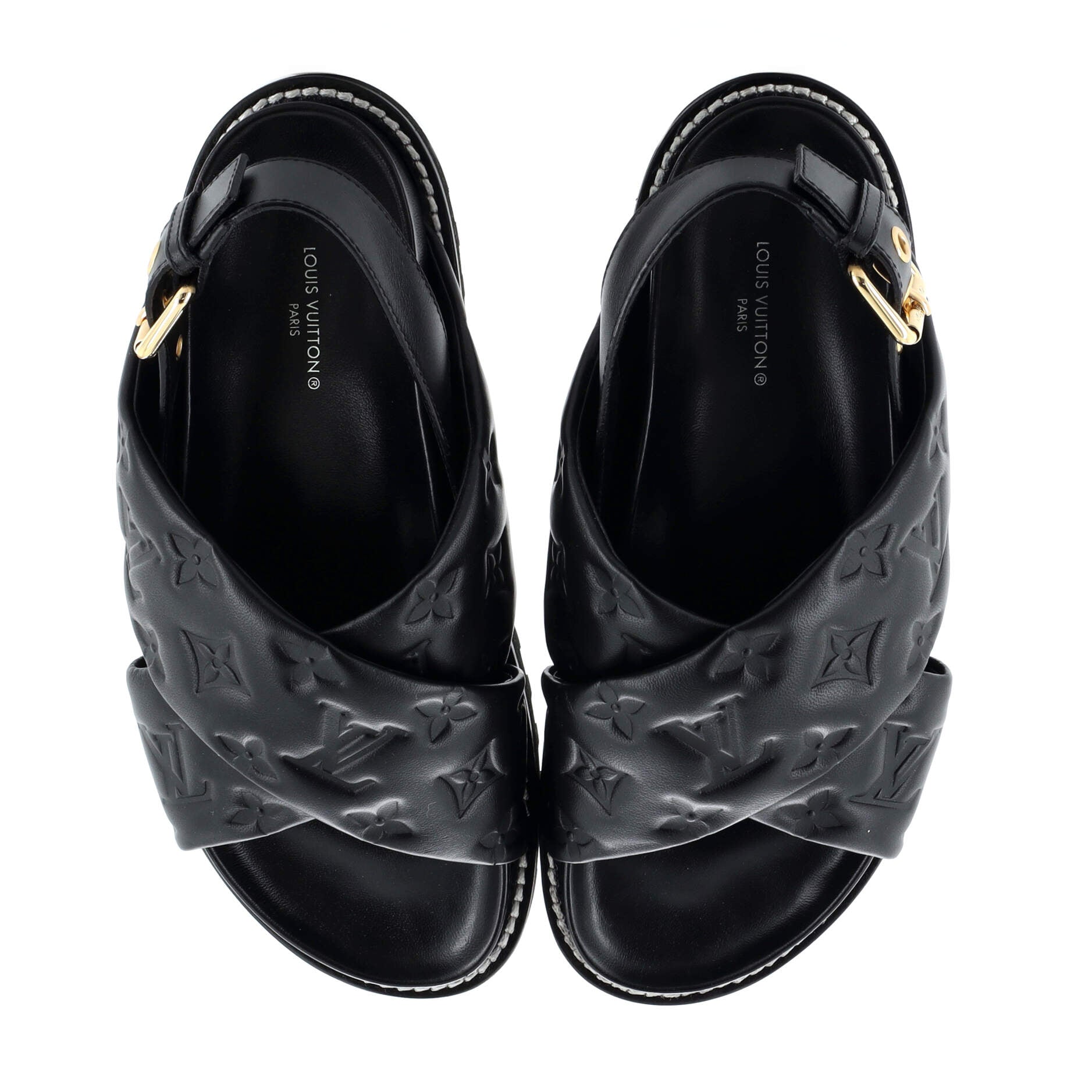 Women's Paseo Flat Comfort Sandal Monogram Embossed Lambskin