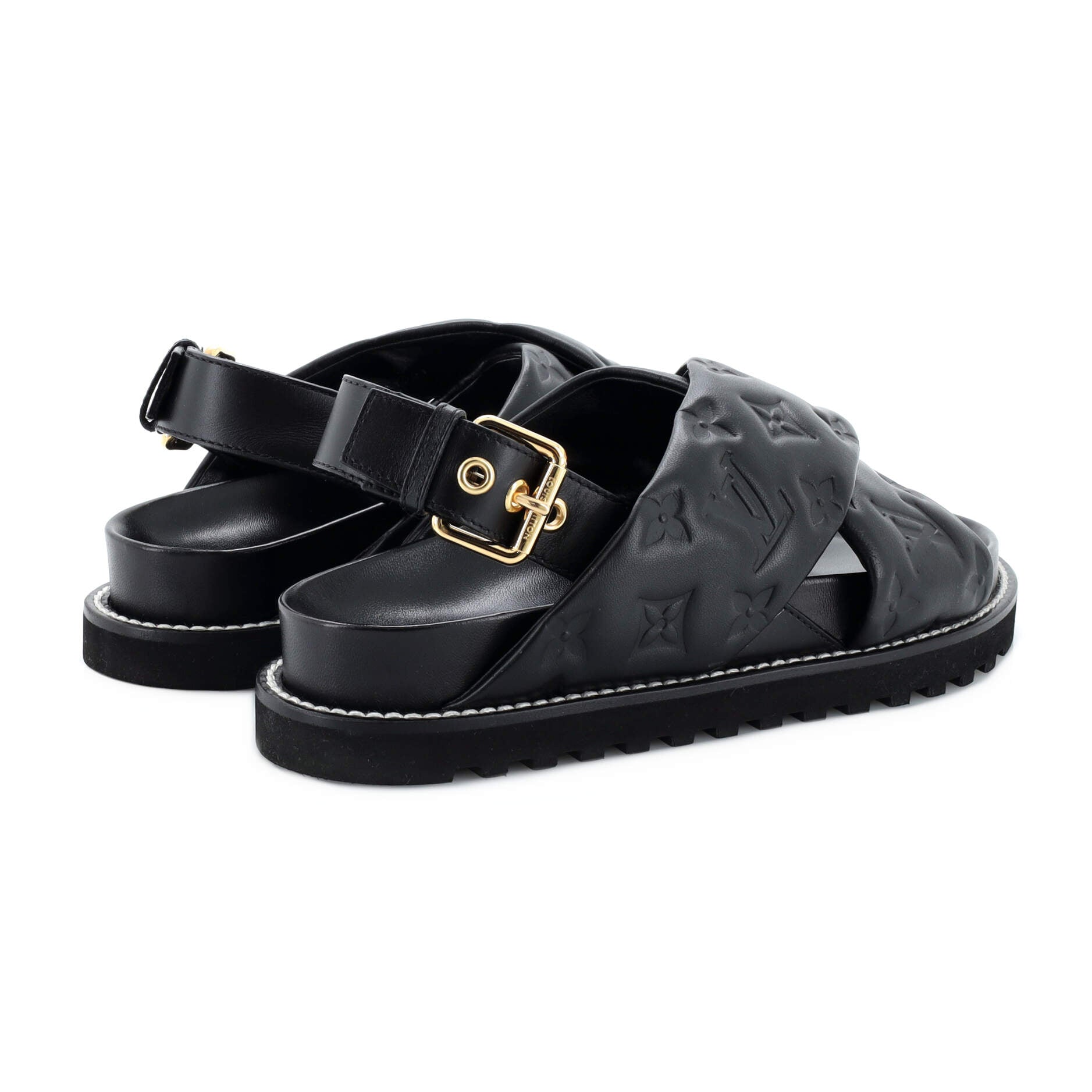 Women's Paseo Flat Comfort Sandal Monogram Embossed Lambskin