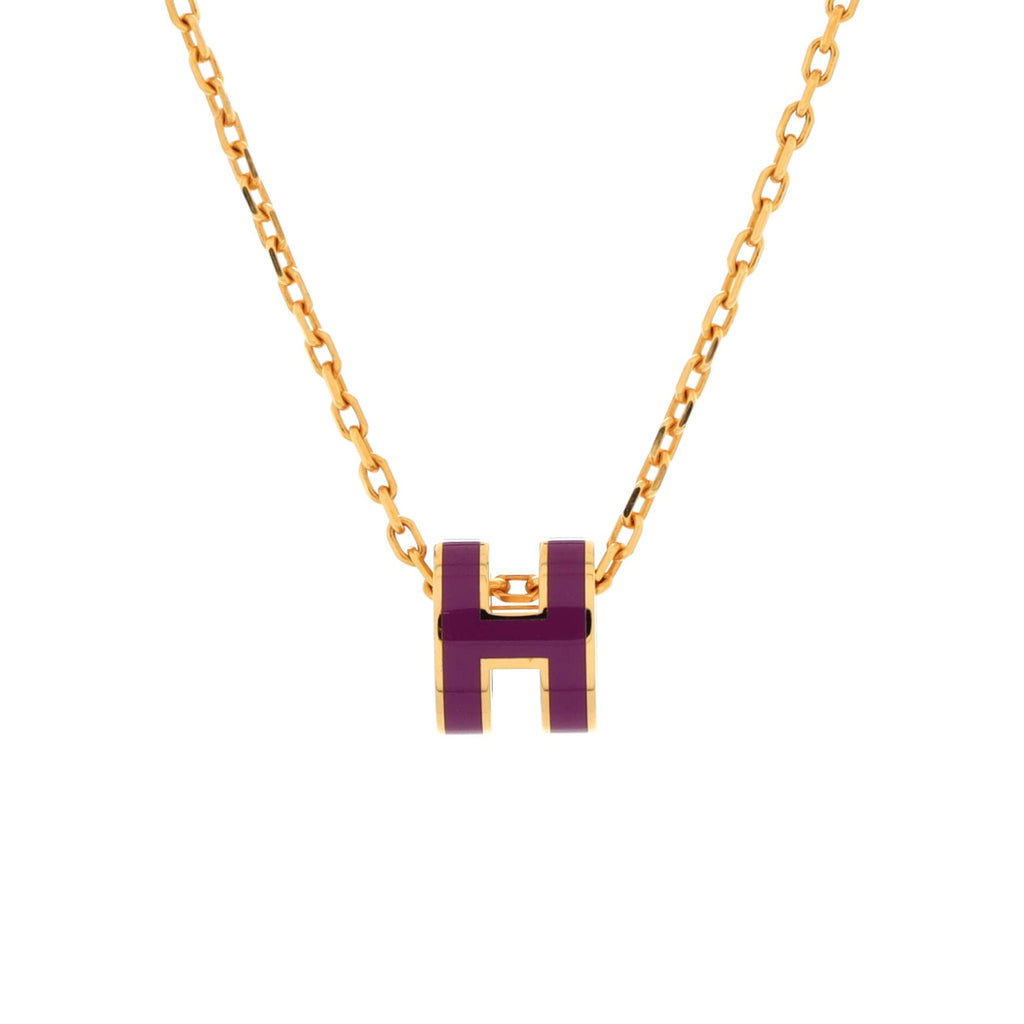 Pop H Pendant Chain Necklace Metal and Enamel Mini