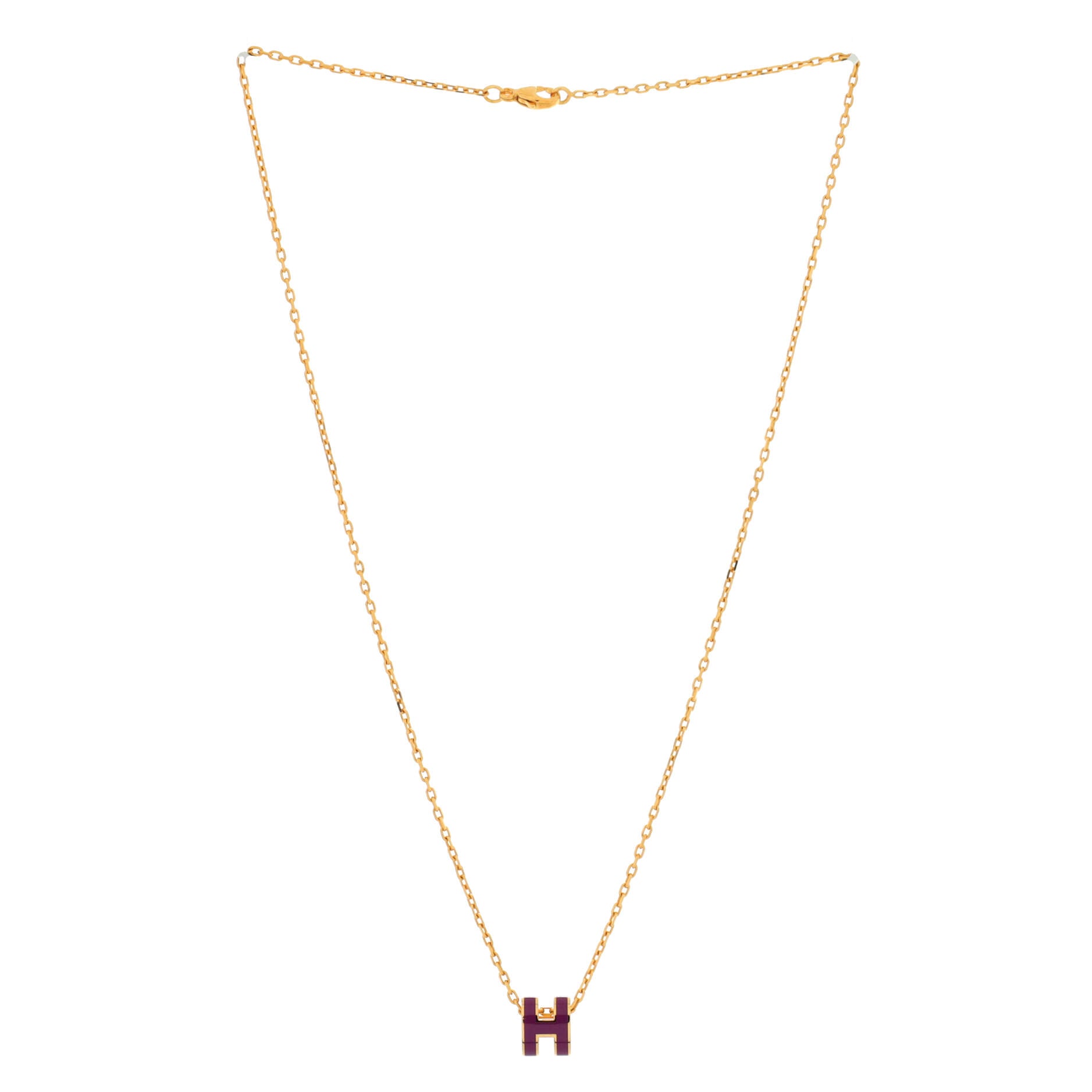 Pop H Pendant Chain Necklace Metal and Enamel Mini