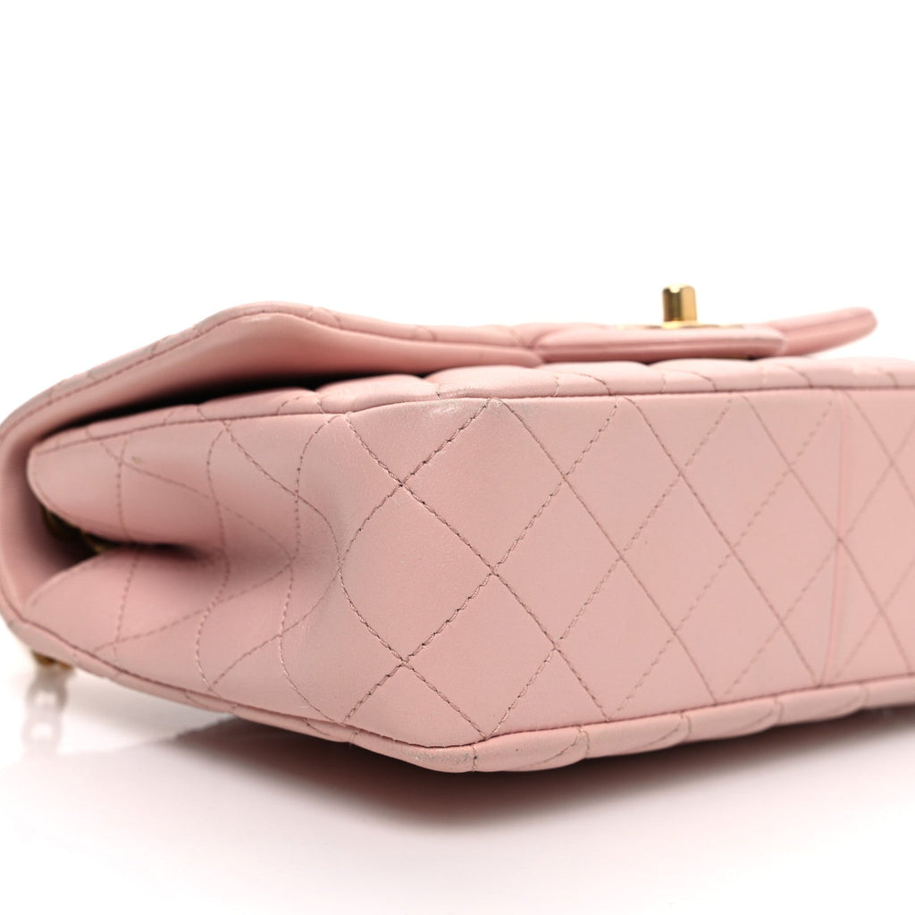 Lambskin Quilted Small Sweet Camellia Flap Light Pink