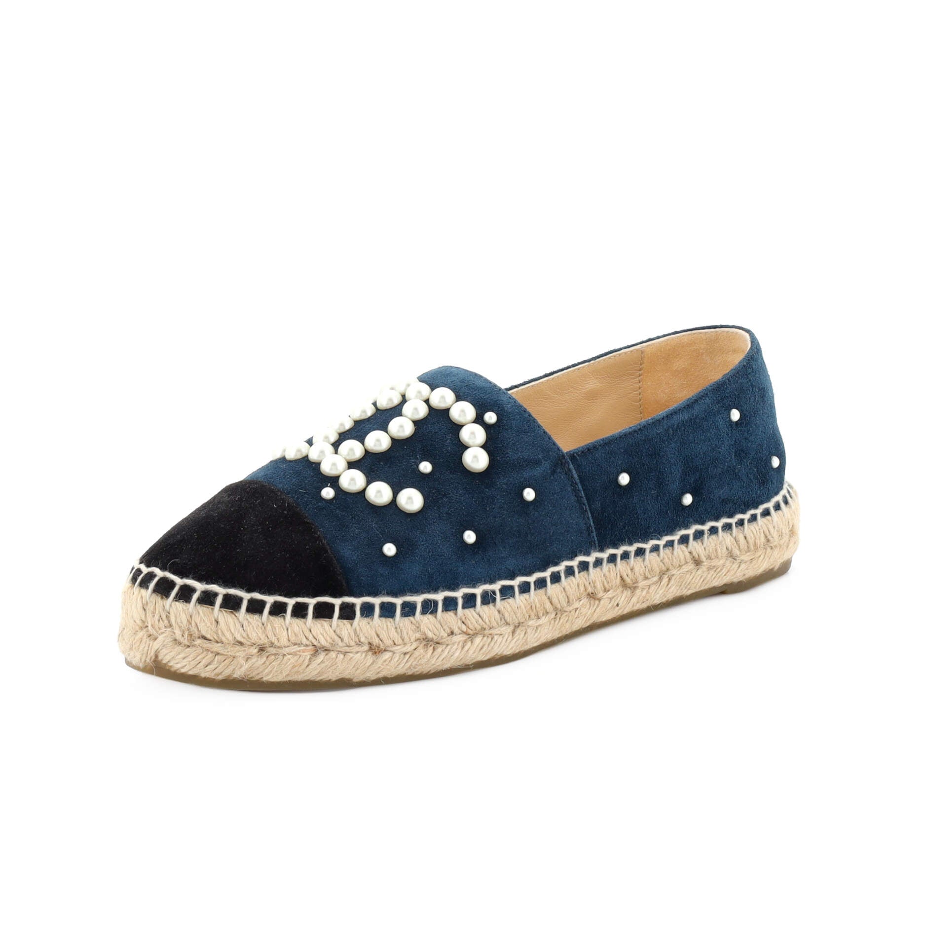 Women's CC Cap Toe Espadrilles Embellished Suede