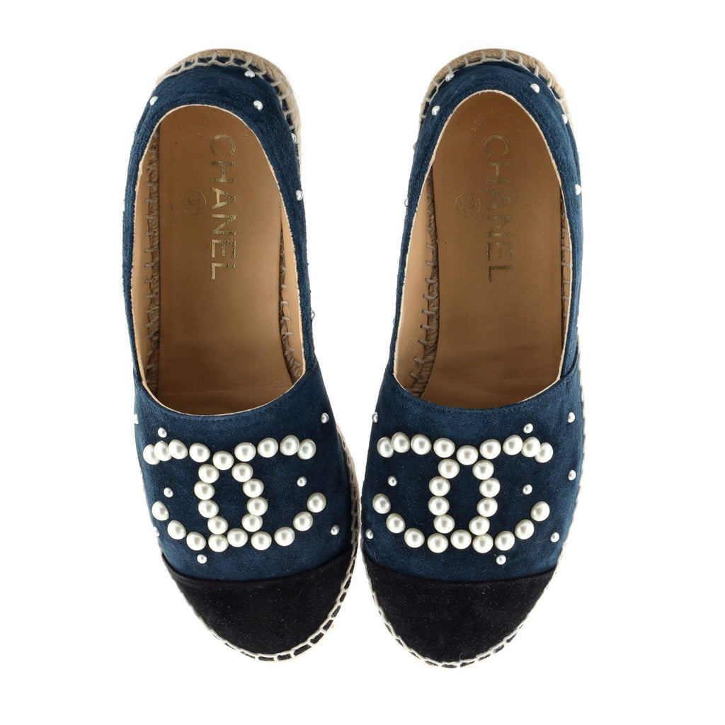 Women's CC Cap Toe Espadrilles Embellished Suede