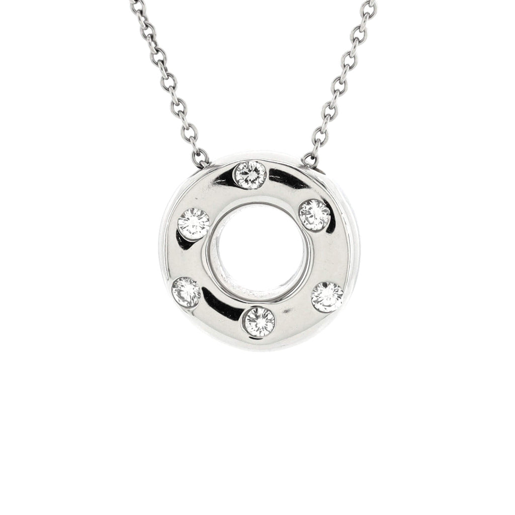 Etoile Circle Donut Pendant Necklace Platinum with Diamonds
