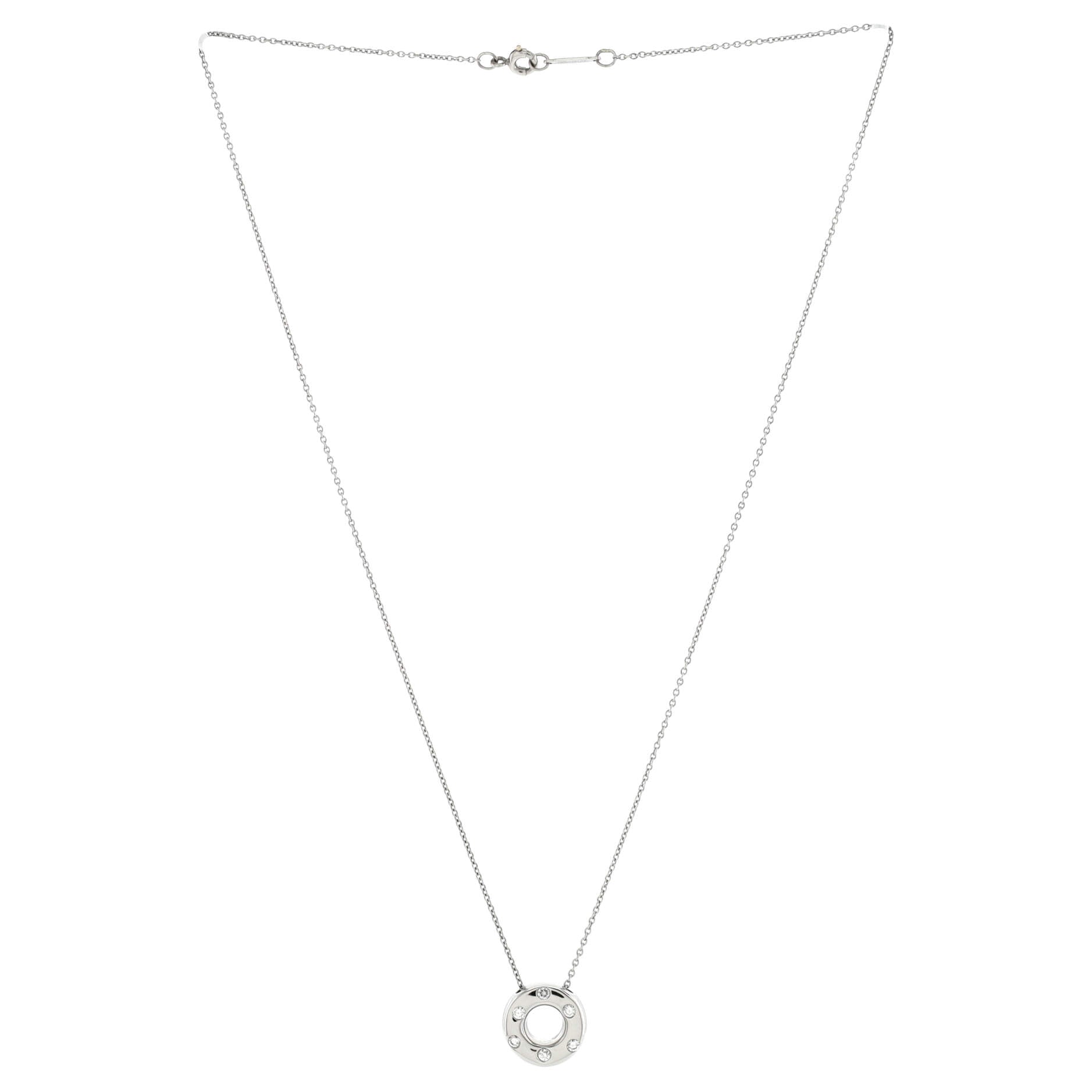 Etoile Circle Donut Pendant Necklace Platinum with Diamonds