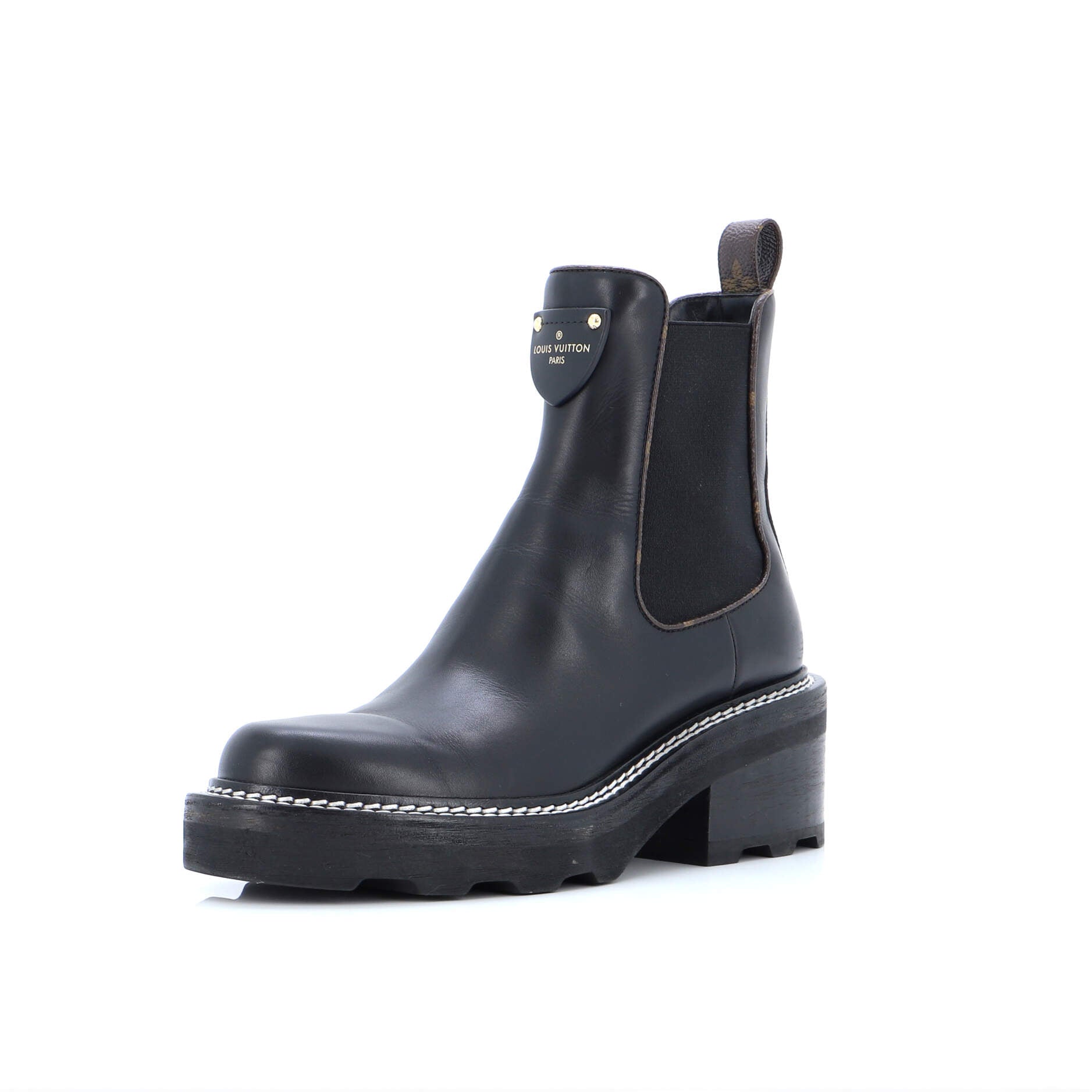 Women's LV Beaubourg Ankle Chelsea Boots Leather with Monogram Canvas