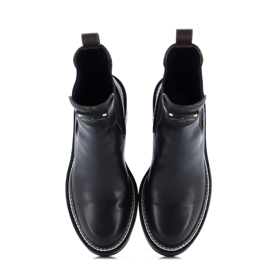 Women's LV Beaubourg Ankle Chelsea Boots Leather with Monogram Canvas