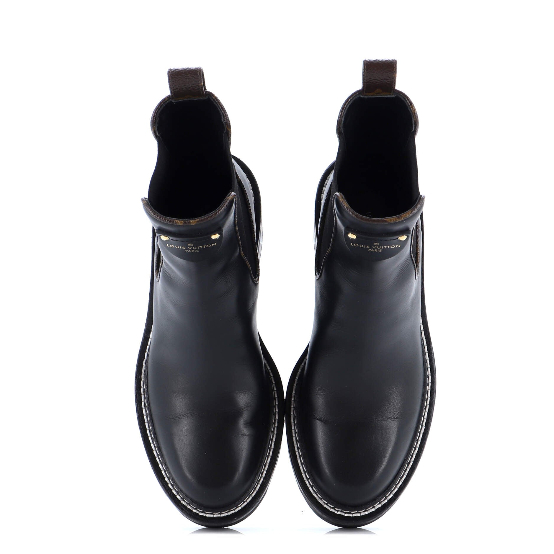 Women's LV Beaubourg Ankle Chelsea Boots Leather with Monogram Canvas