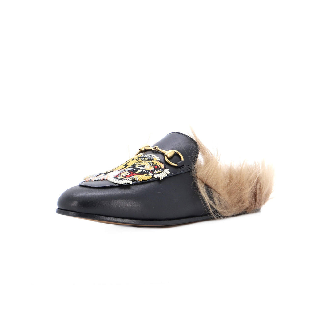 Women's Princetown Mules Leather with Fur