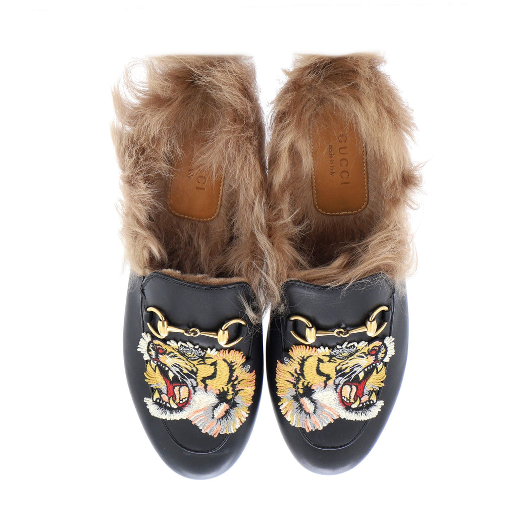 Women's Princetown Mules Leather with Fur