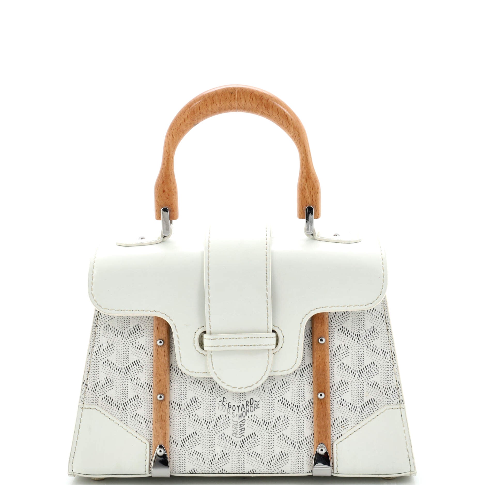 Structured Saigon Top Handle Bag Coated Canvas with Leather Mini