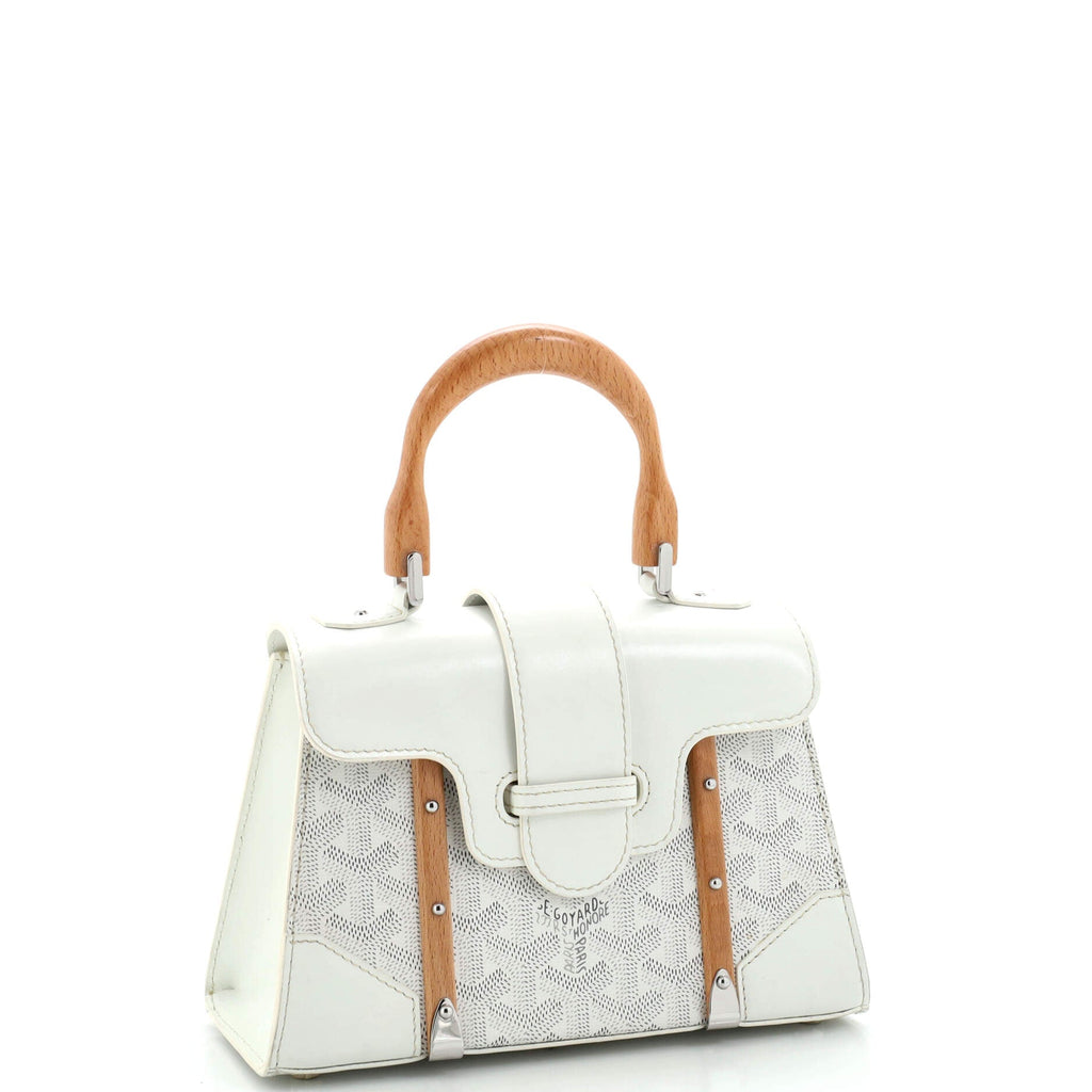 Structured Saigon Top Handle Bag Coated Canvas with Leather Mini