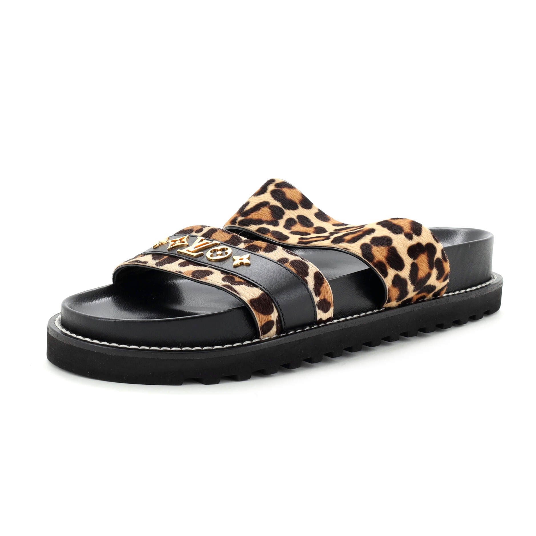 Women's Paseo Flat Comfort Slide Sandals Printed Calf Hair