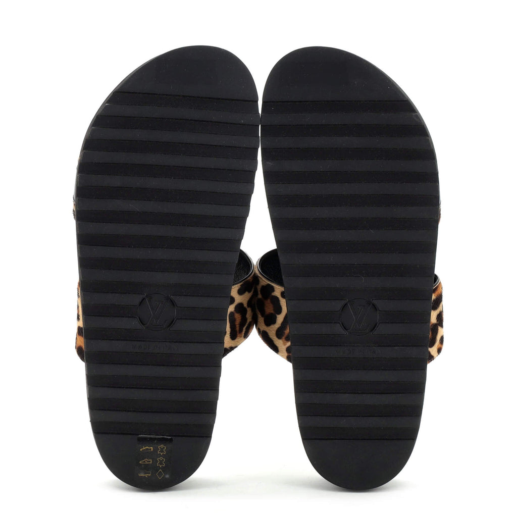 Women's Paseo Flat Comfort Slide Sandals Printed Calf Hair