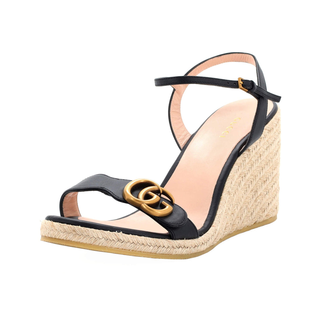 Women's GG Marmont Wedge Espadrille Sandals Leather