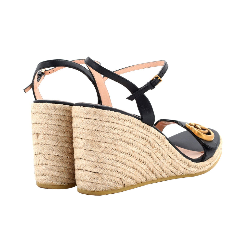 Women's GG Marmont Wedge Espadrille Sandals Leather