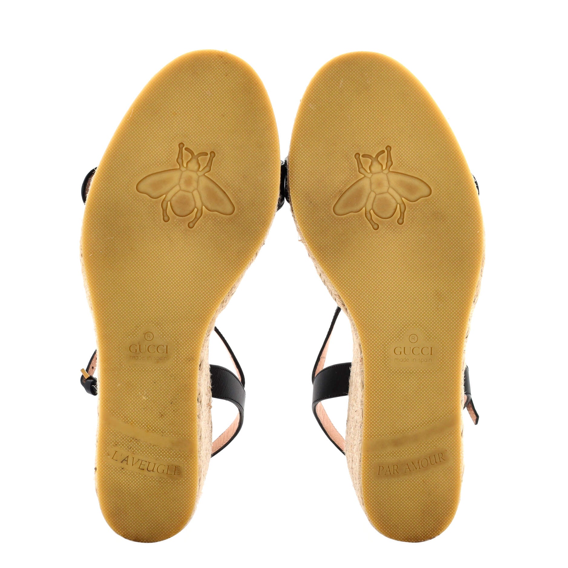 Women's GG Marmont Wedge Espadrille Sandals Leather