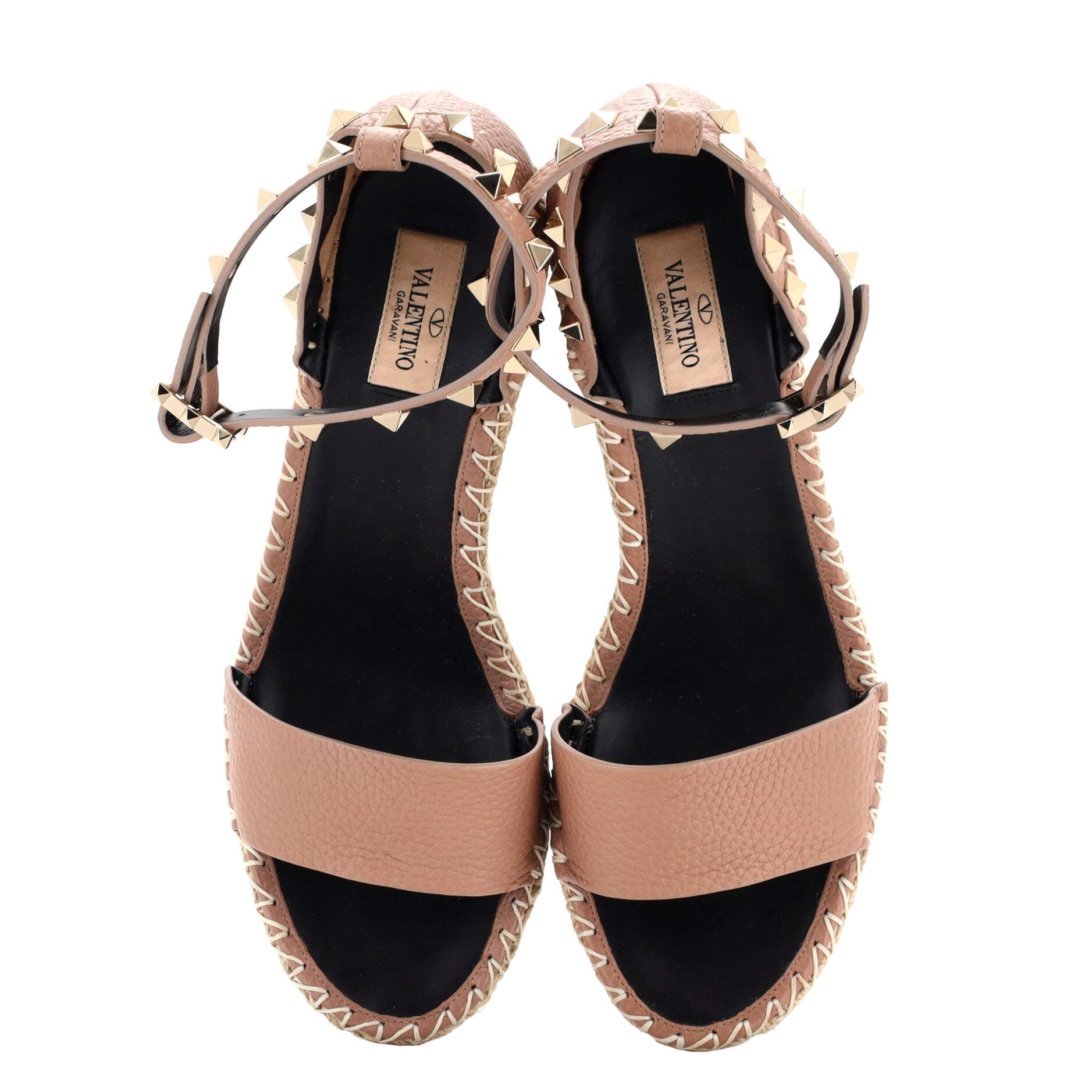 Women's Rockstud Wedge Espadrilles Leather