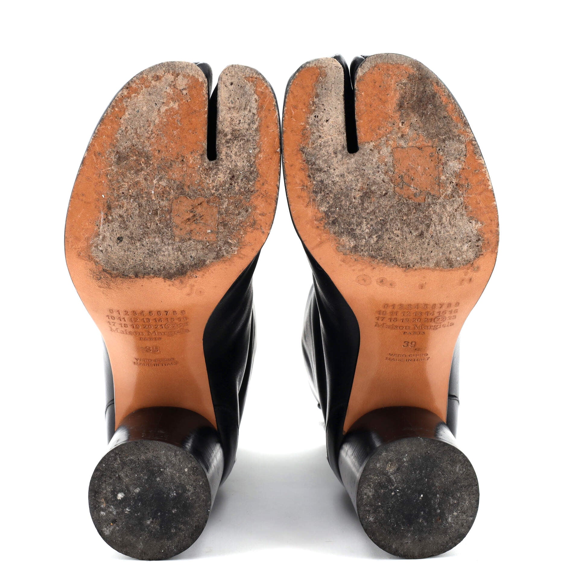 Women's Tabi Block Heel Ankle Boots Leather
