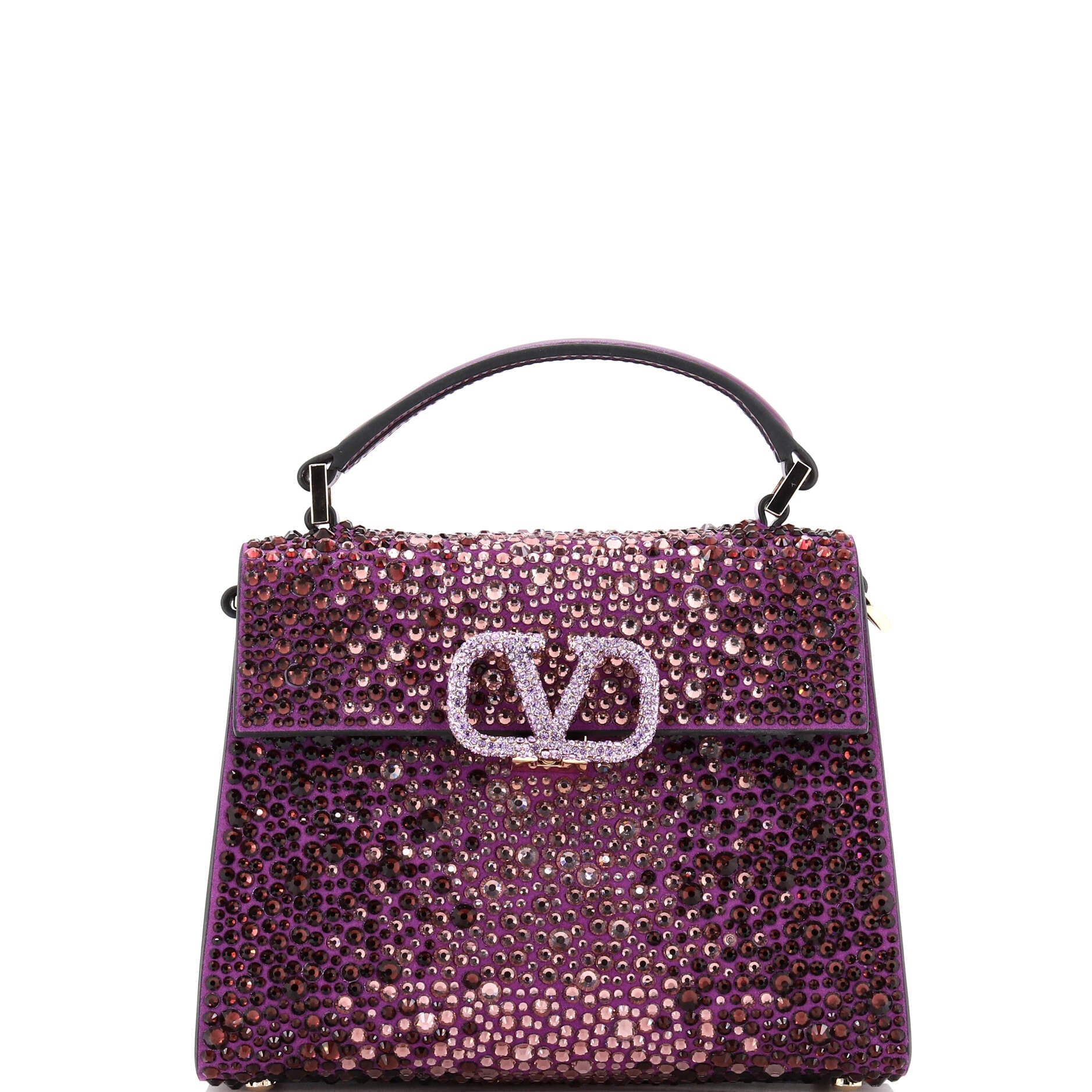 VSling Top Handle Bag Crystal Embellished Leather Mini