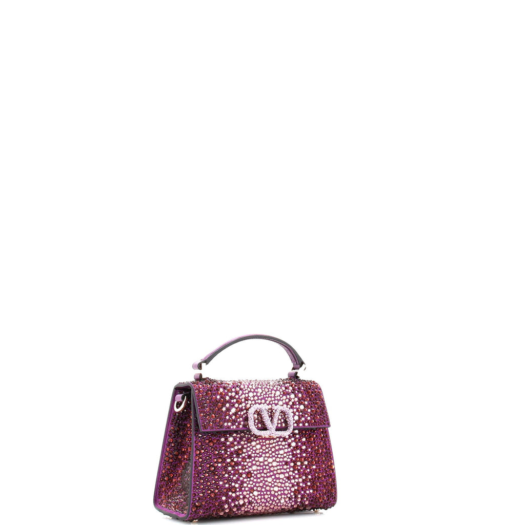 VSling Top Handle Bag Crystal Embellished Leather Mini
