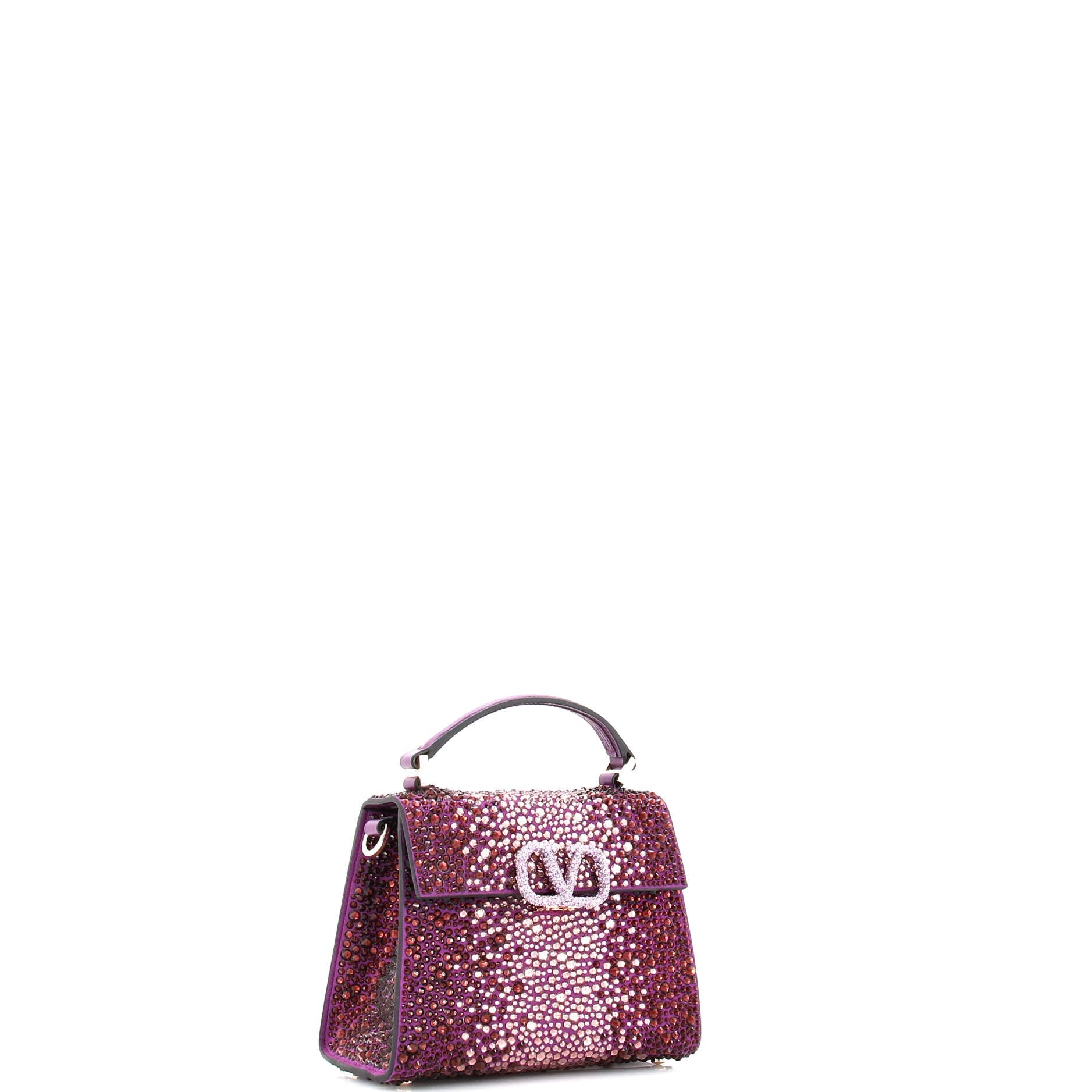 VSling Top Handle Bag Crystal Embellished Leather Mini