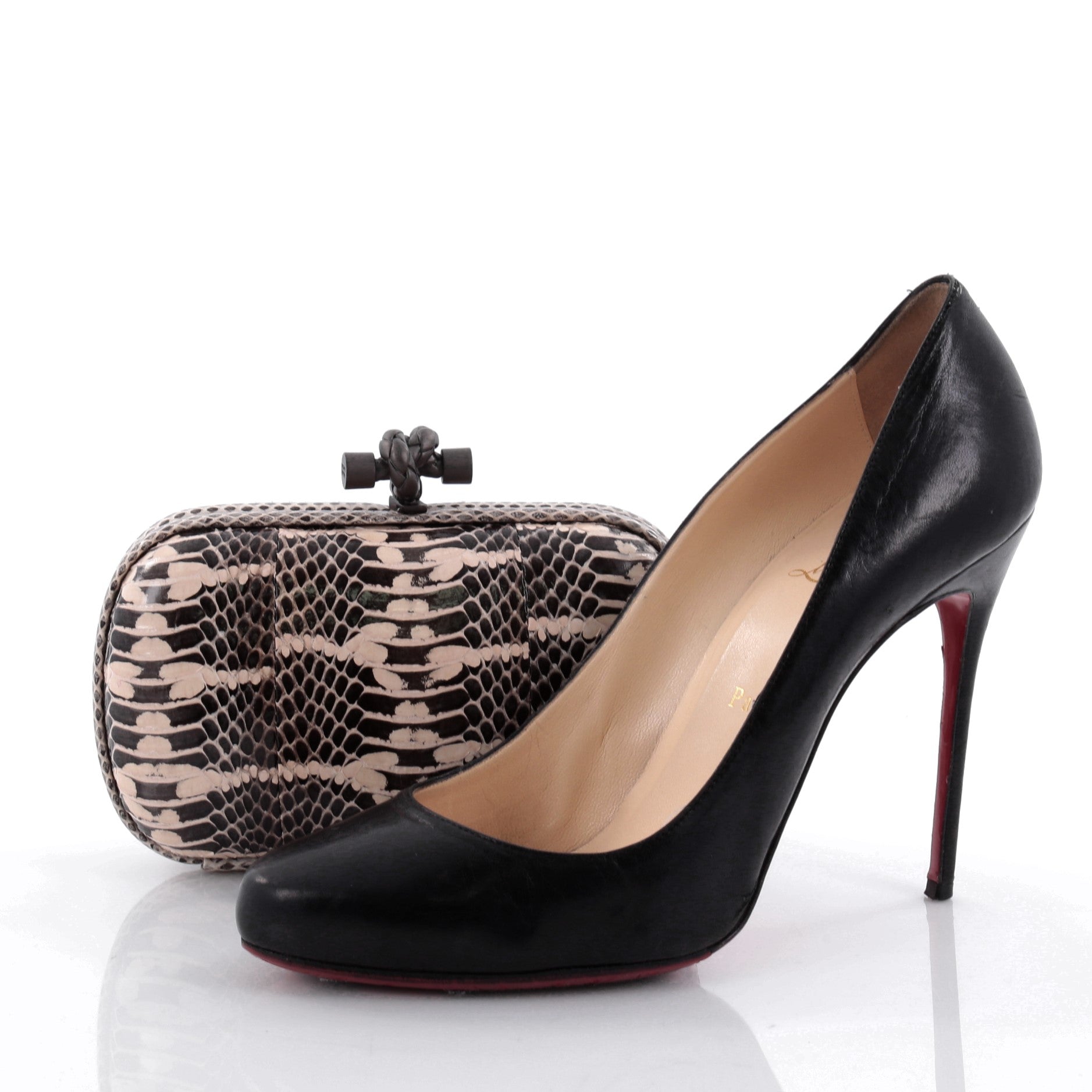 Box Knot Clutch Snakeskin Small