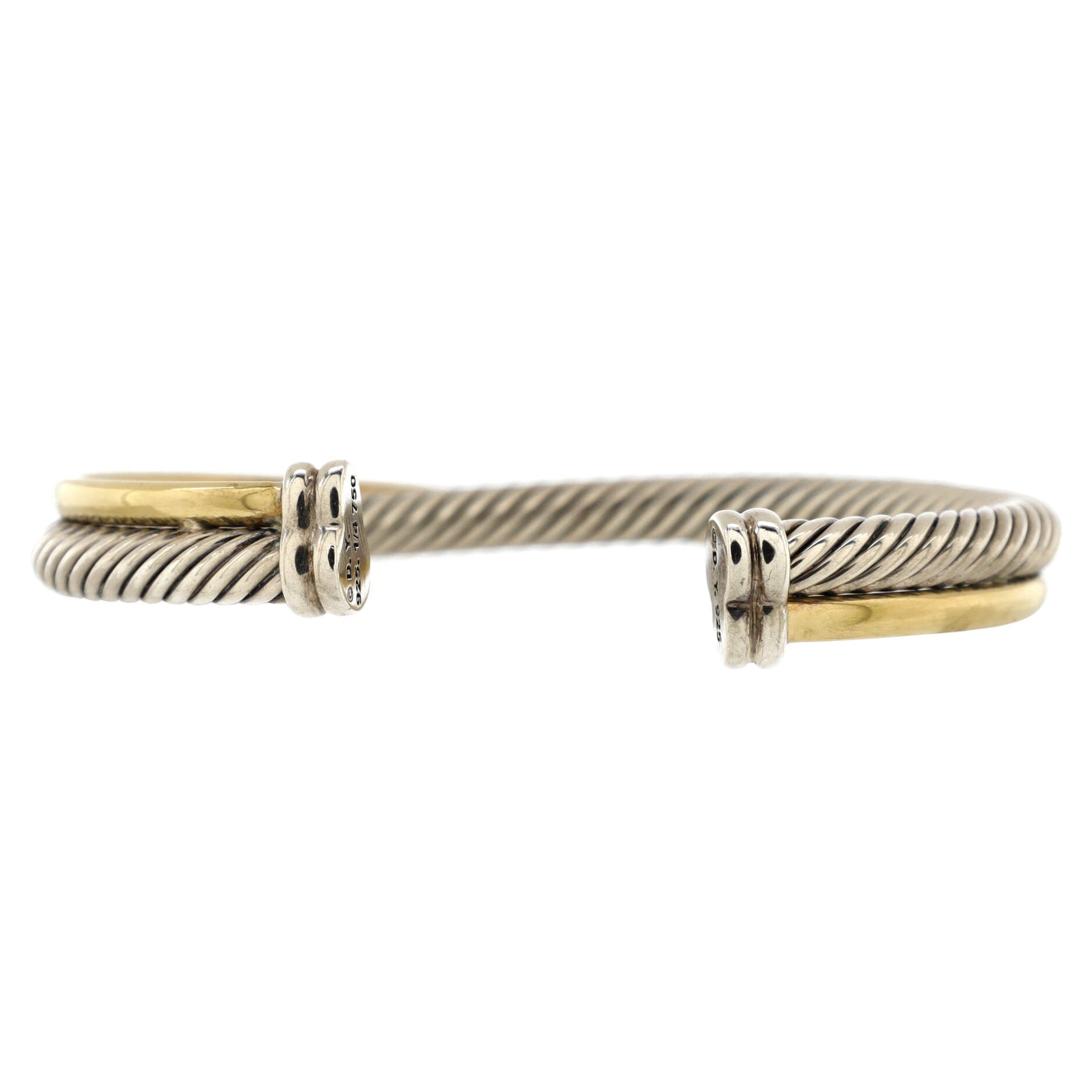 Crossover Cuff Bracelet Sterling Silver and 18K Yellow Gold 5mm