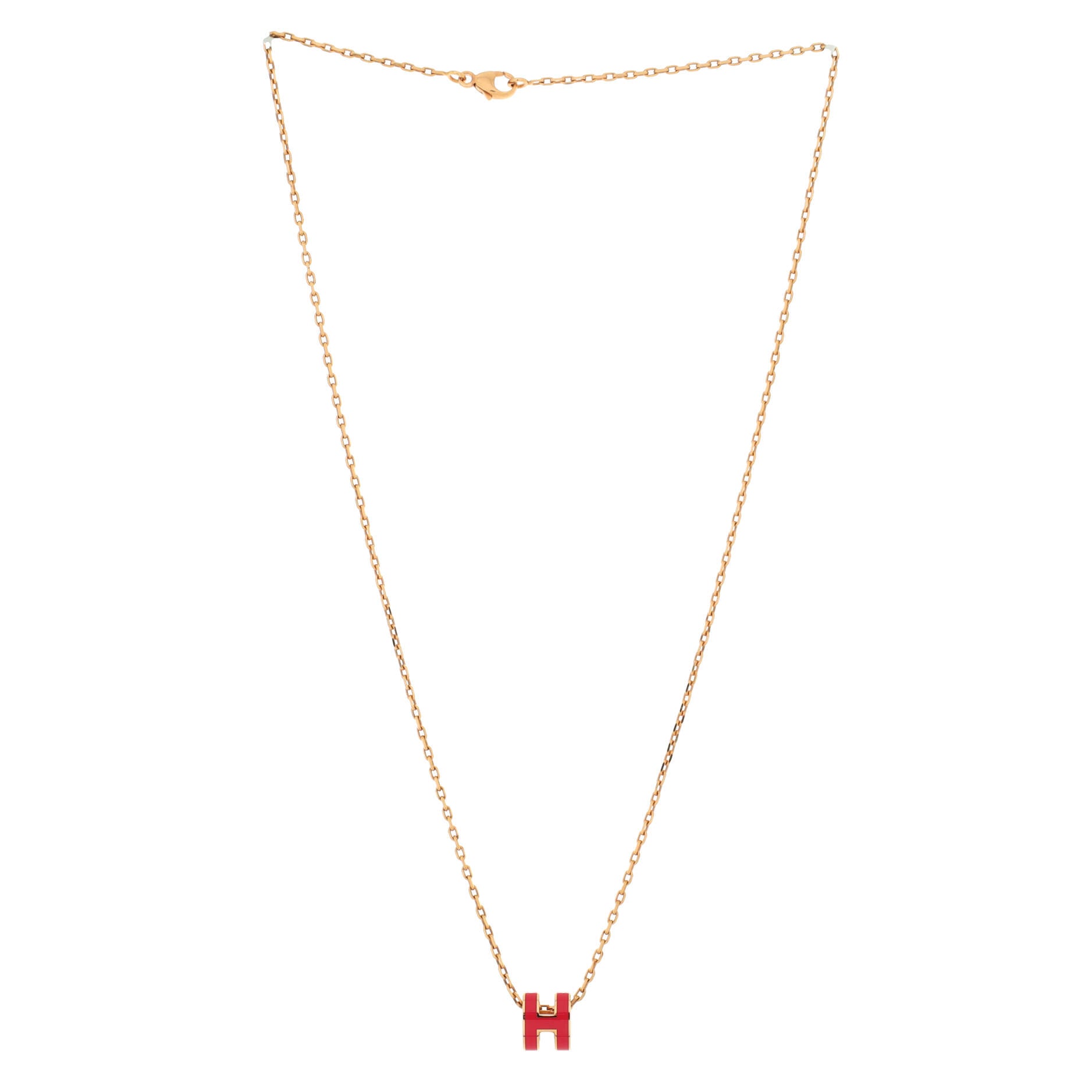 Pop H Pendant Chain Necklace Metal and Enamel Mini