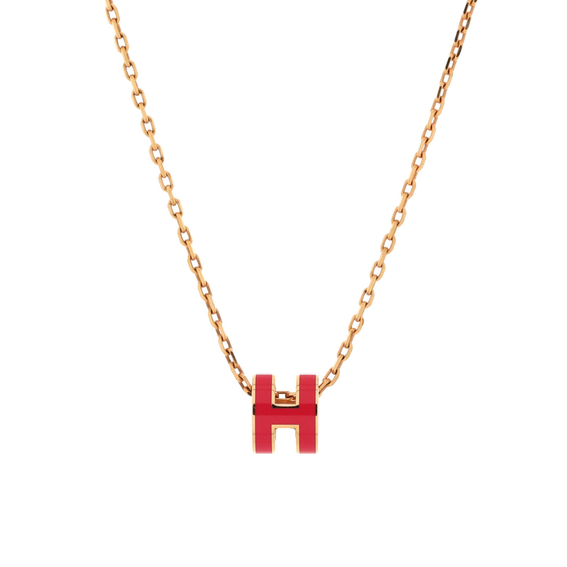 Pop H Pendant Chain Necklace Metal and Enamel Mini