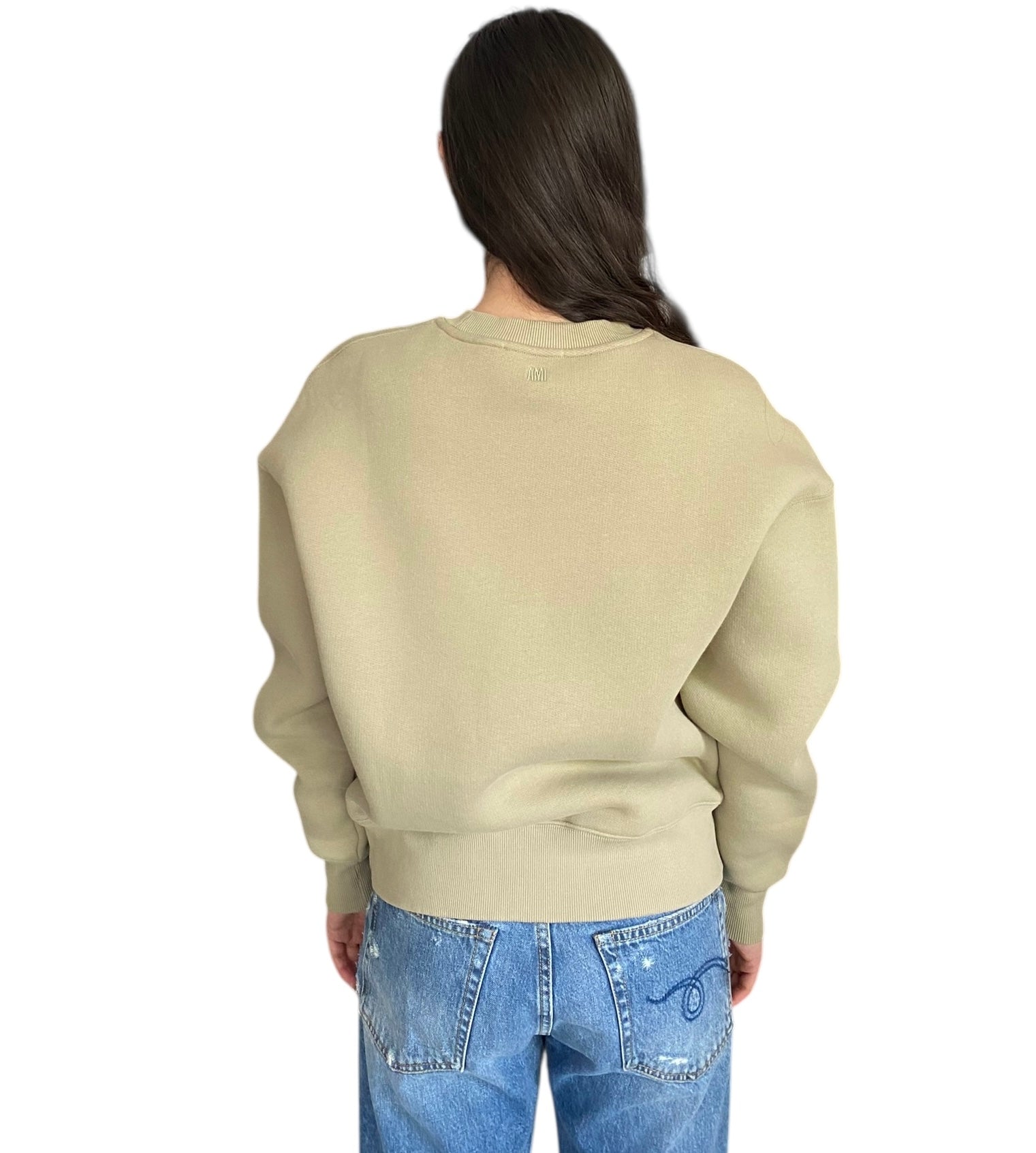 Ami Green De Ceour Heart Embossed Sweater - M