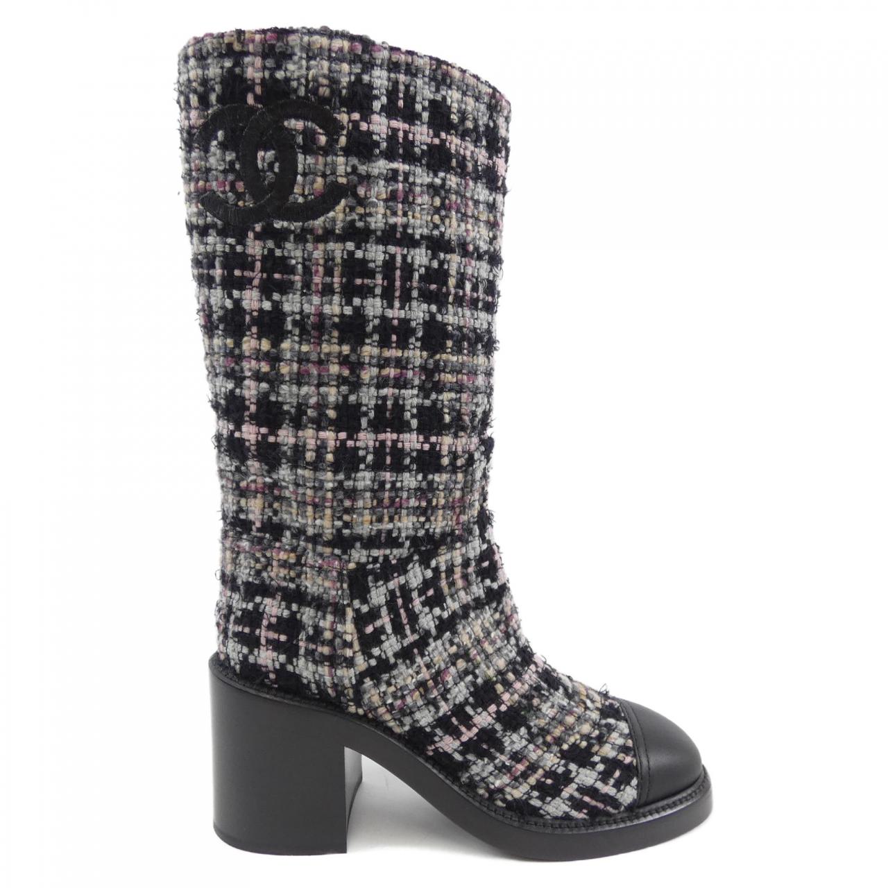 Chanel G39614y56301 Tweed Calfskin Boots