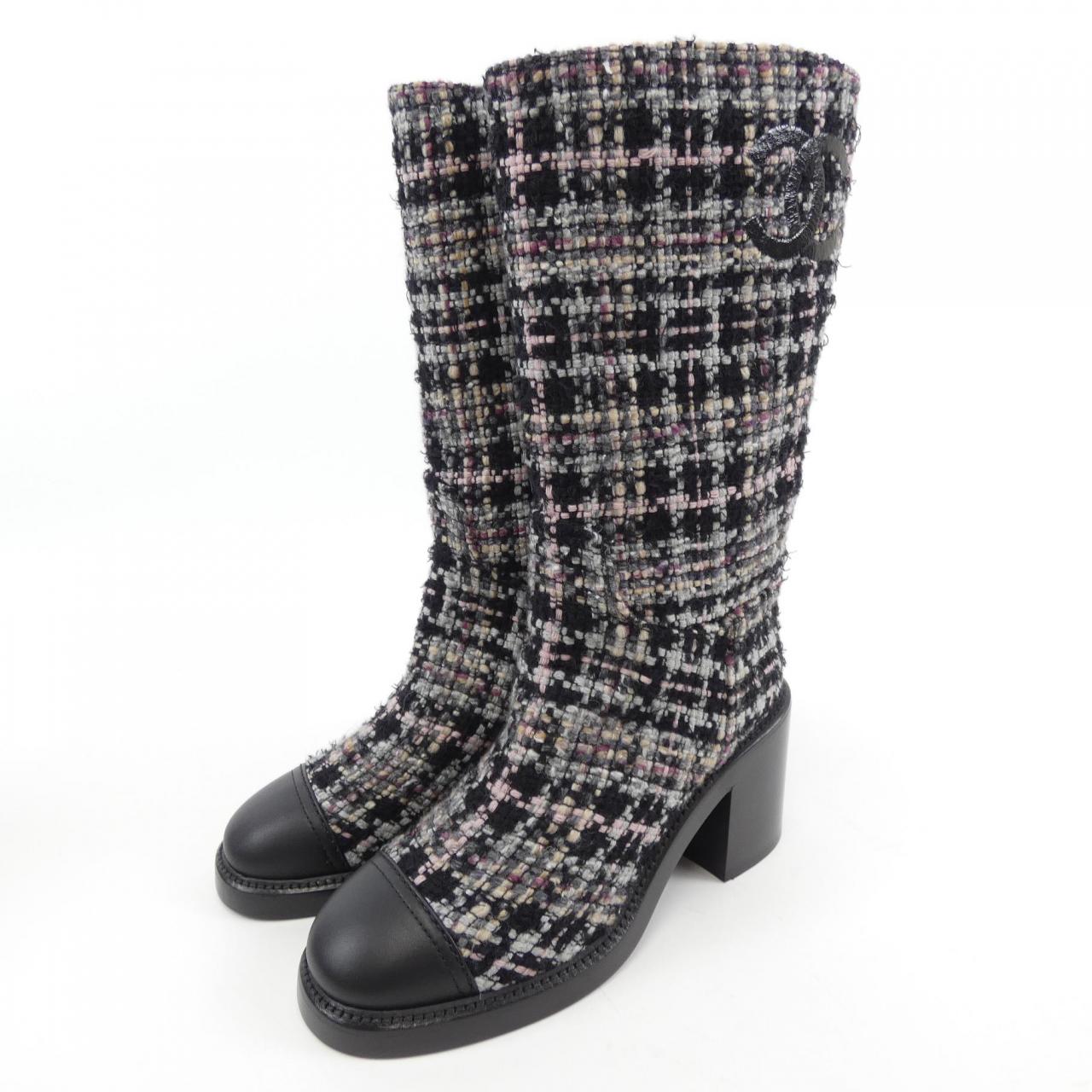 Chanel G39614y56301 Tweed Calfskin Boots