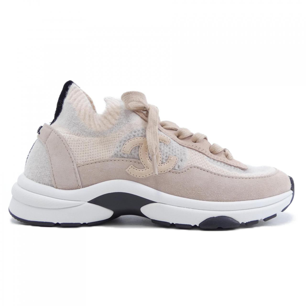 Chanel G38750B14071 Knit Suede Calfskin Sneakers