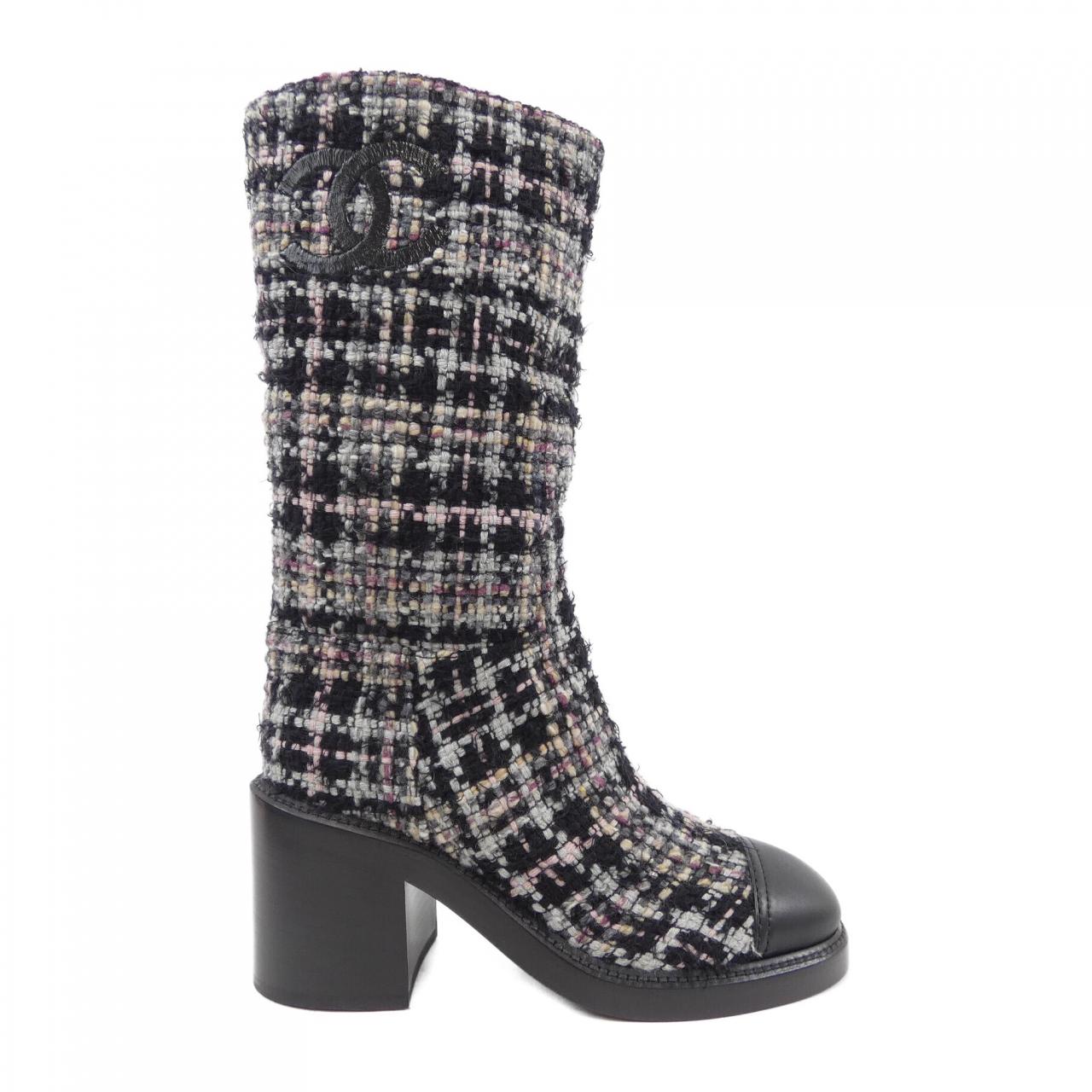 Chanel G39614Y56301 Tweed Calfskin Boots