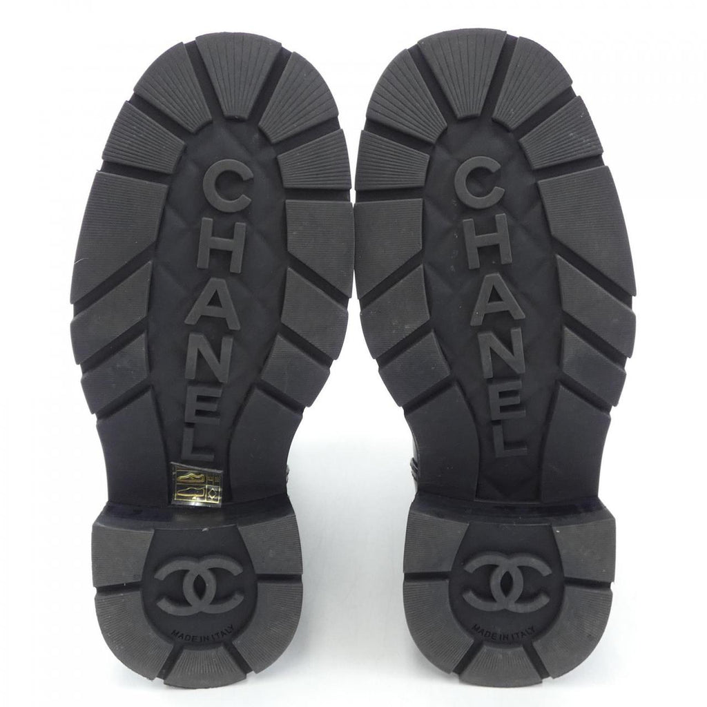 Chanel G45282B14454 Calfskin Knit Metal Boots