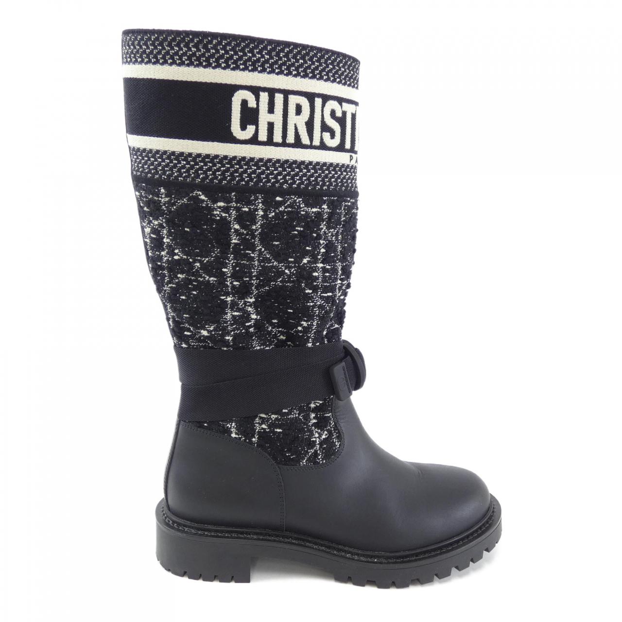 Christian Dior D-MAJOR Calfskin/Canage Tweed Boots