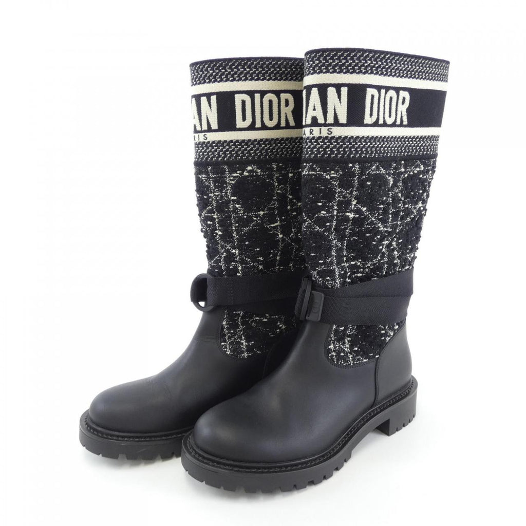 Christian Dior D-MAJOR Calfskin/Canage Tweed Boots