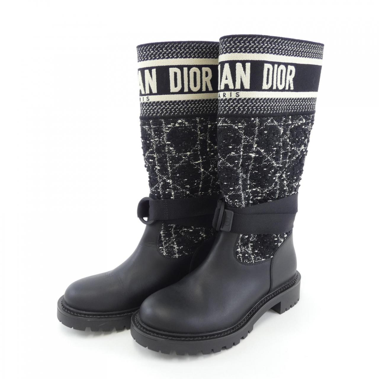 Christian Dior D-MAJOR Calfskin/Canage Tweed Boots
