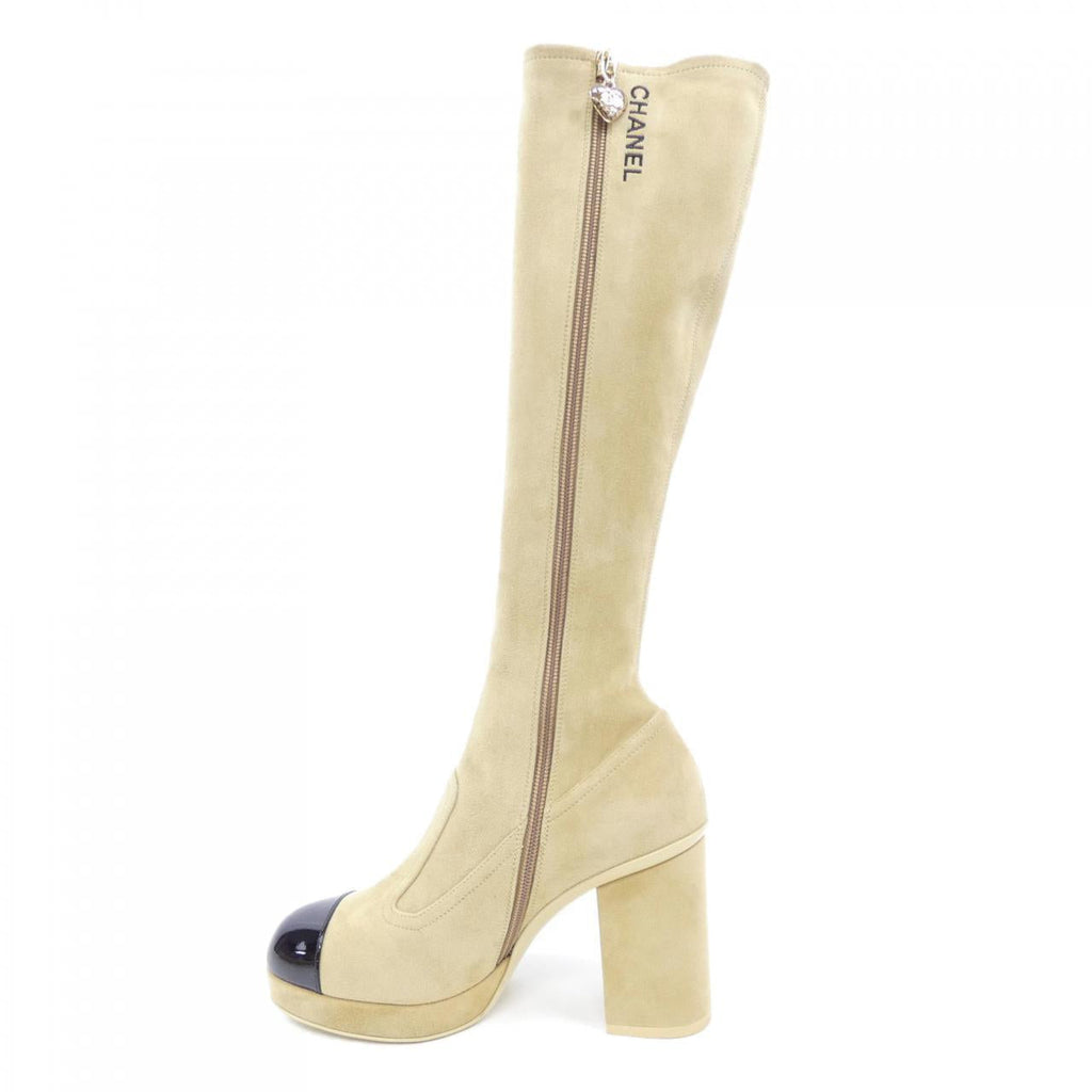 Chanel Suede Kidskin Patent Calfskin Long Boots