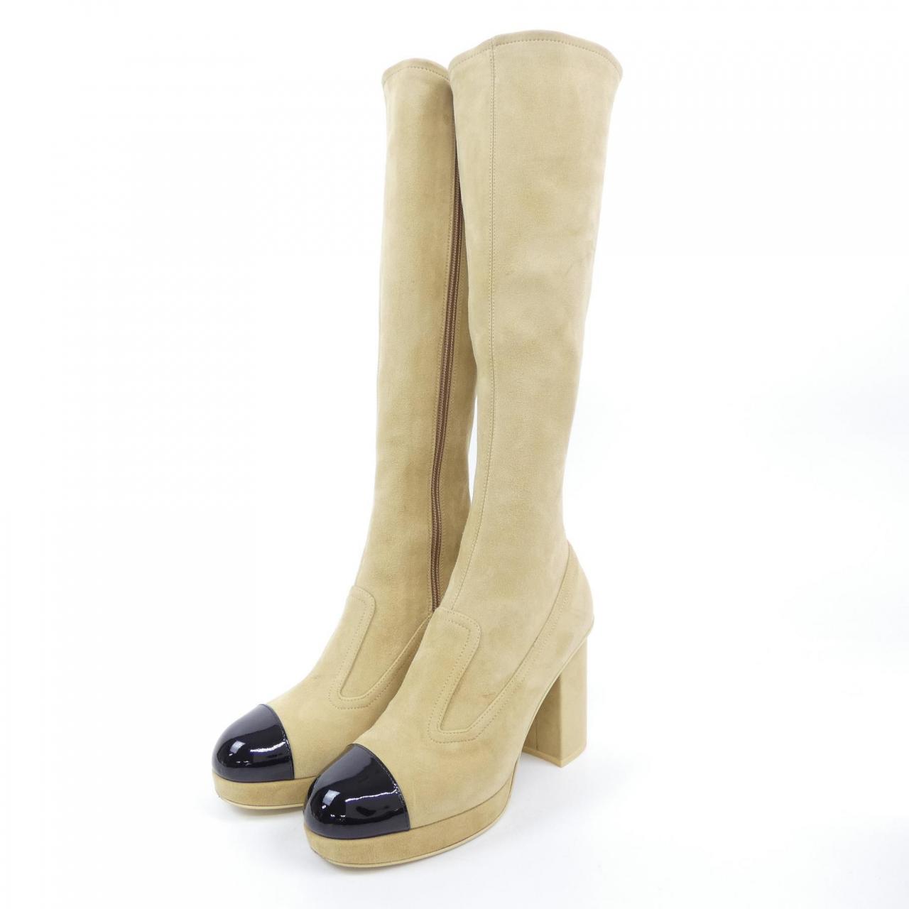 Chanel Suede Kidskin Patent Calfskin Long Boots